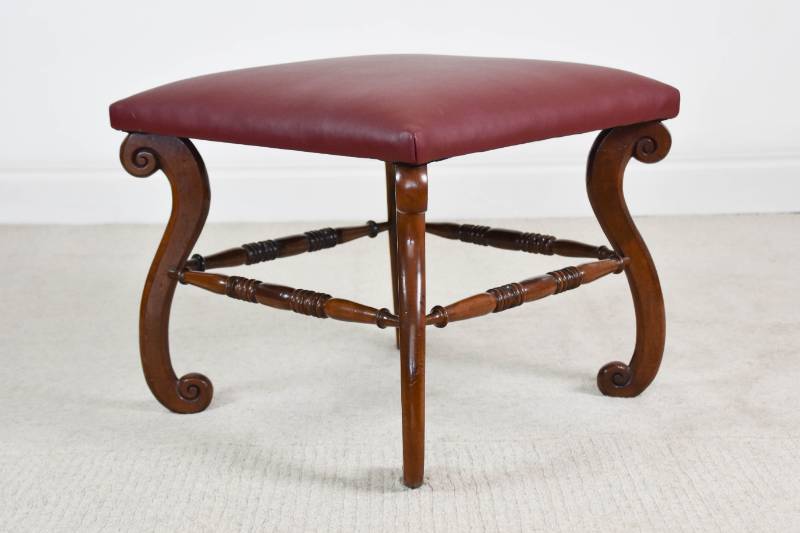 Mahogany Victorian Leather Topped Stool