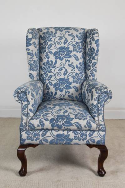 Large Upholstered Victorian Wing Chair