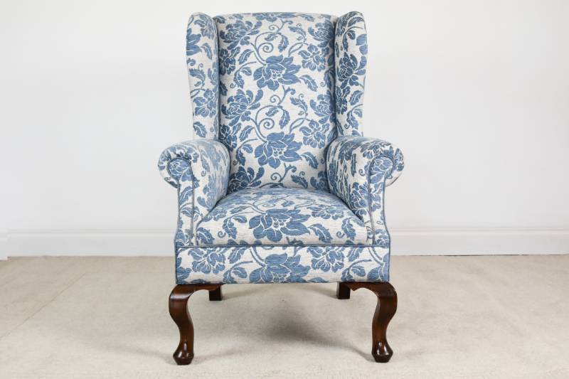 Large Upholstered Victorian Wing Chair