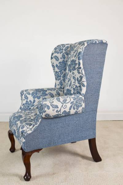 Large Upholstered Victorian Wing Chair