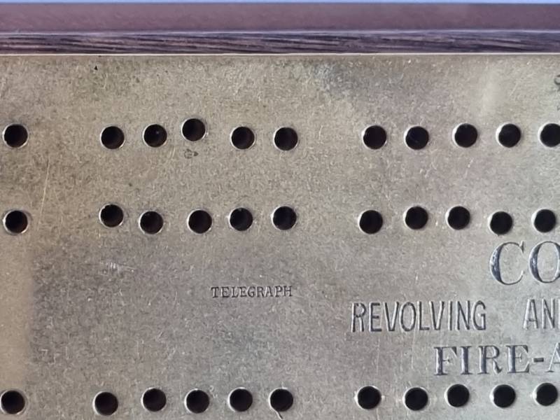 'Colts Firearms Co.' Advertising Cribbage Board