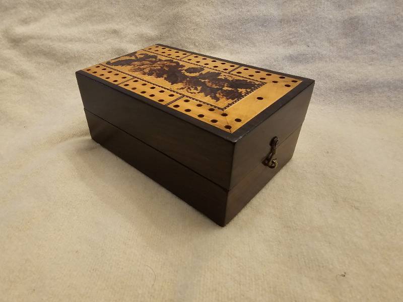 Victorian Tunbridge Ware Folding Cribbage Board 