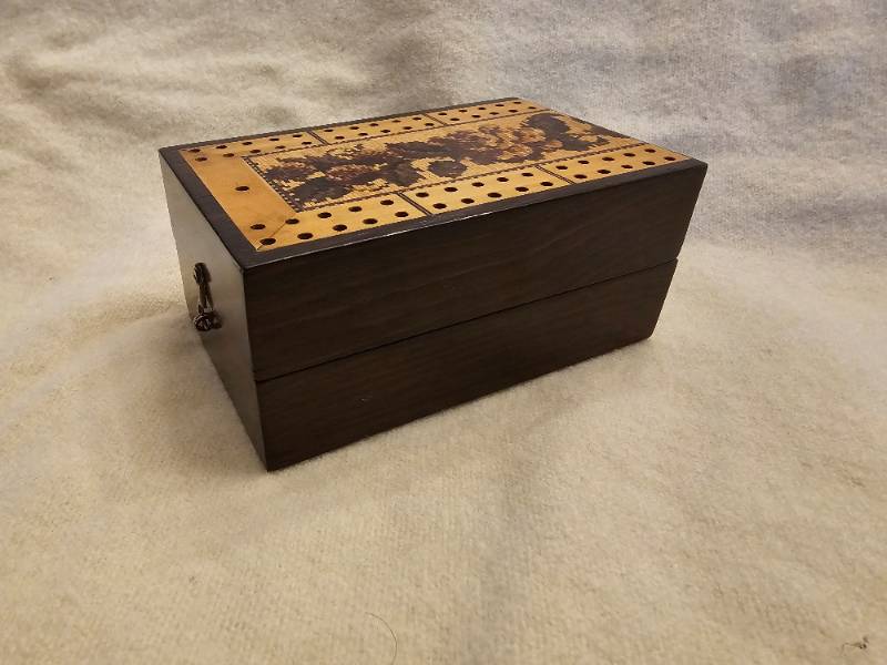 Victorian Tunbridge Ware Folding Cribbage Board 
