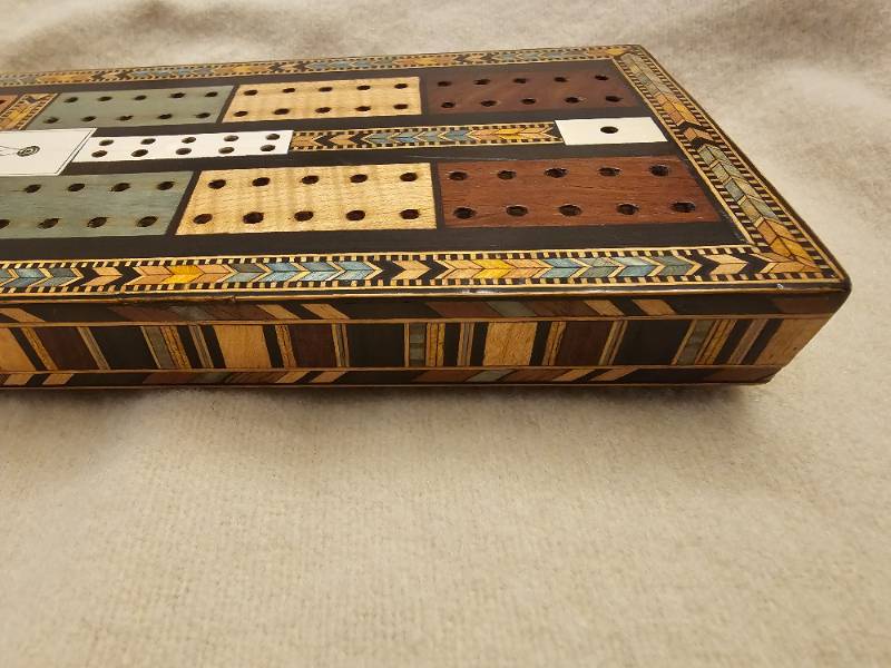 Regency Tunbridgeware Masonic Cribbage Board by 