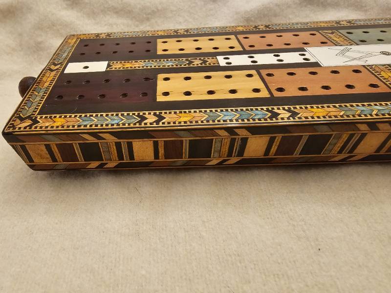 Regency Tunbridgeware Masonic Cribbage Board by 