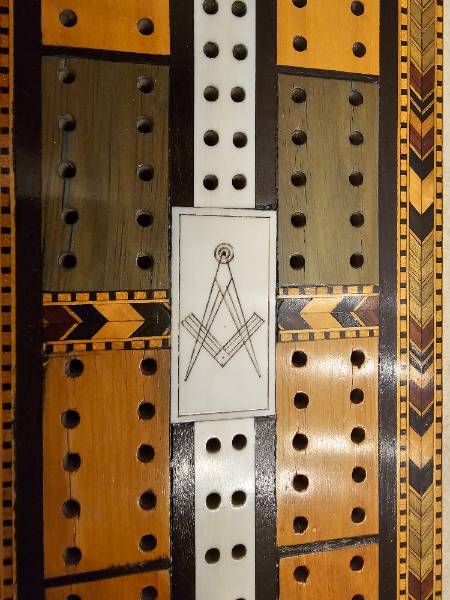 Georgian Tunbridgeware Masonic Inlaid Cribbage Board